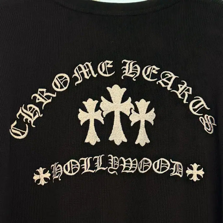 [BUNJANG] Chrome Hearts Cemetery Embroidered Waffle Henley / 크롬하츠 세메터리 자수 와플 헨리넥