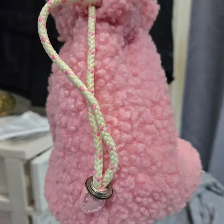 [BUNJANG] PG Smile Pink Boucle Tote Bag / PG 스마일 핑크 뽀글이 분홍가방