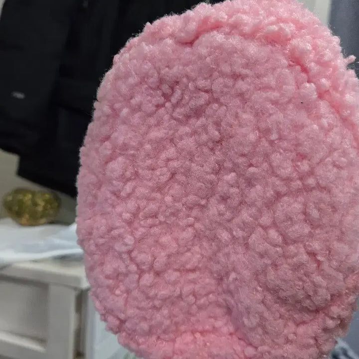 [BUNJANG] PG Smile Pink Boucle Tote Bag / PG 스마일 핑크 뽀글이 분홍가방