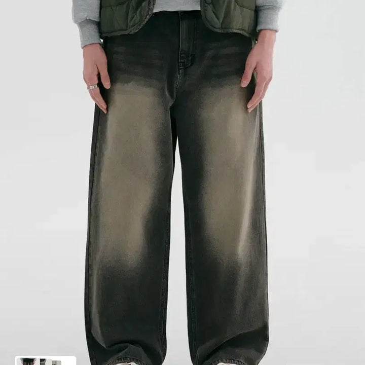 [BUNJANG] Reply 퍼키 Washed Denim Wide Pants / (1회착용) 리플라이퍼키 워싱 데님 와이드 팬츠