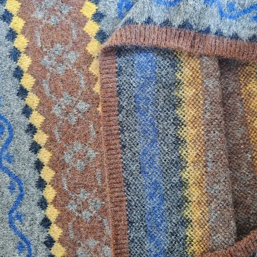 [BUNJANG] Unisex Vintage Pattern Wool Knit Sweater / 남여공용 빈티지 패턴 울 니트 스웨터