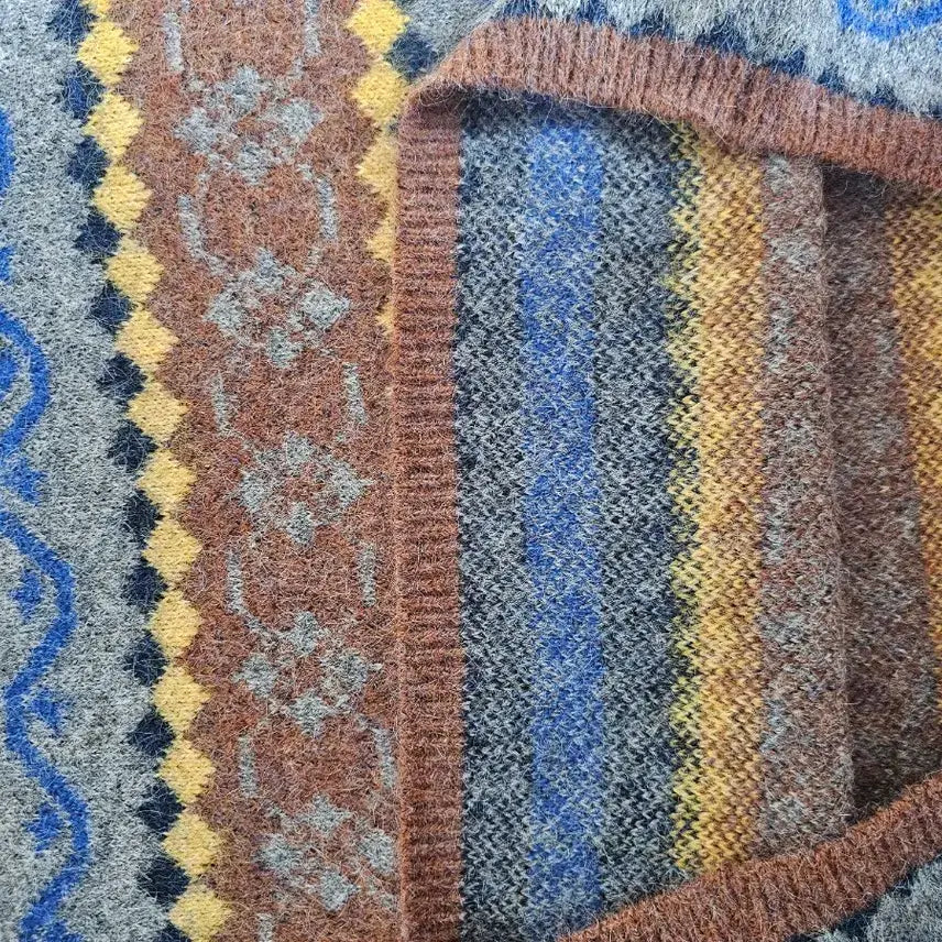 [BUNJANG] Unisex Vintage Pattern Wool Knit Sweater / 남여공용 빈티지 패턴 울 니트 스웨터