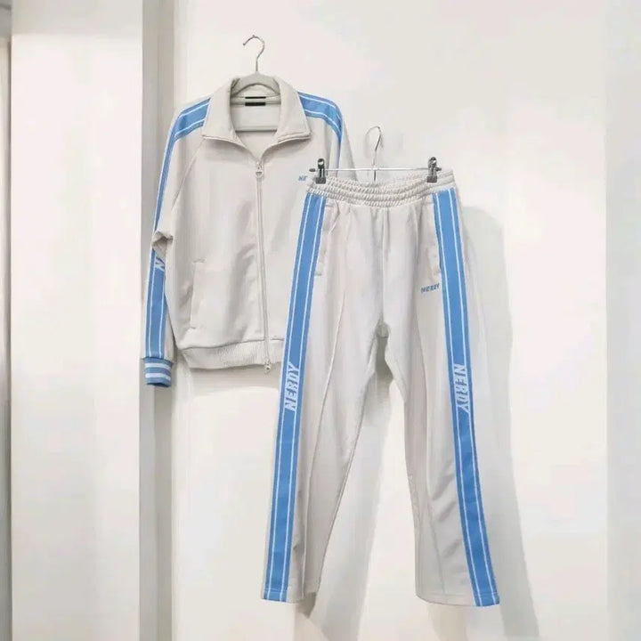 [BUNJANG] Nerdy Track Top Set - Sky Blue - Training Set S / 널디 트랙탑 세트 트레이닝 세트 S