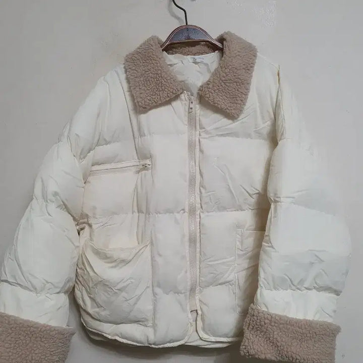 [BUNJANG] ZZ Fashion Ivory Fur Collar Short Padded Jacket / 아이보리 퍼 카라 숏패딩