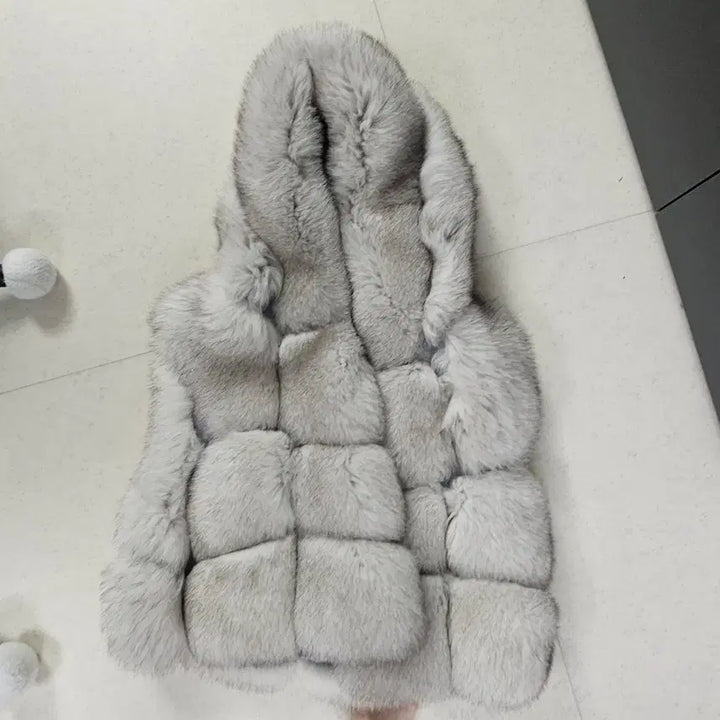 [BUNJANG] Sagafurs Real Mink Fur Hooded Vest - Gray / 밍크 후드 퍼조끼 그레이 (Sagafurs)