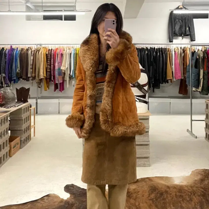 [BUNJANG] Vintage Mustang Suede Fur Coat / VTG mustang suede fur coat 무스탕 퍼 코트