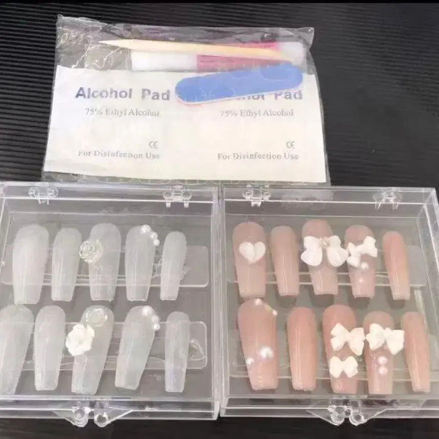 [BUNJANG] Nail Tip Set with Deco Tips / 붙이는 네일팁 2종 세트 데코팁 포함