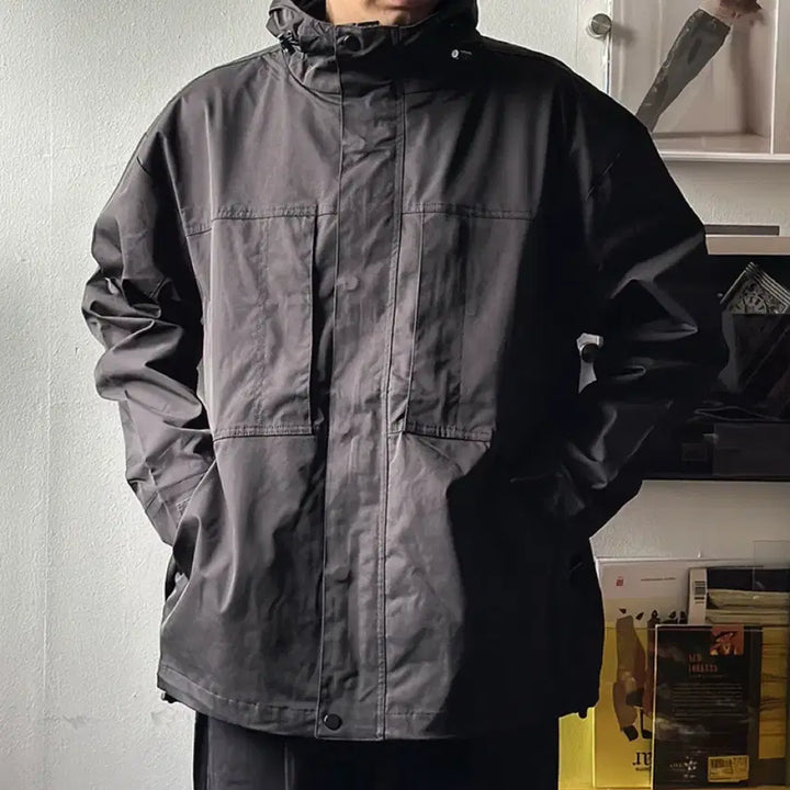 [BUNJANG] North Style Gorecore Hooded Windbreaker Charcoal XL Jacket / 노스st 고프코어 후드 바람막이 점퍼 차콜 XL(105) 판매합니다.