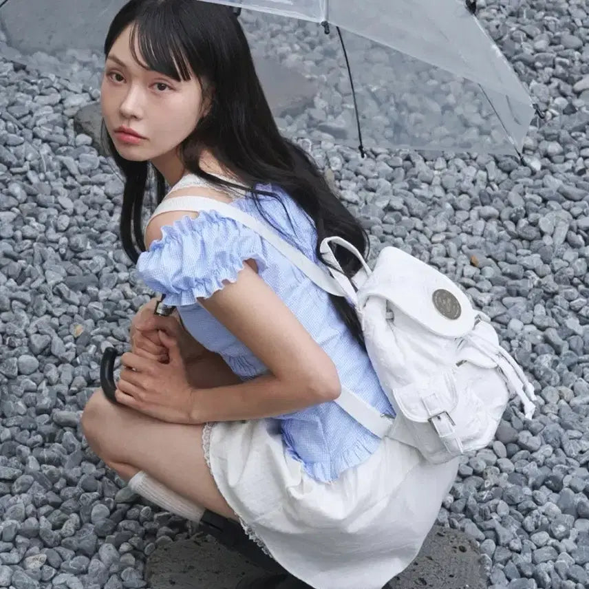 [BUNJANG] lotsyou Nostalgia Chubby Backpack White / 라츠유 미니백팩 화이트 lotsyou_Nostalgia chubby Ba