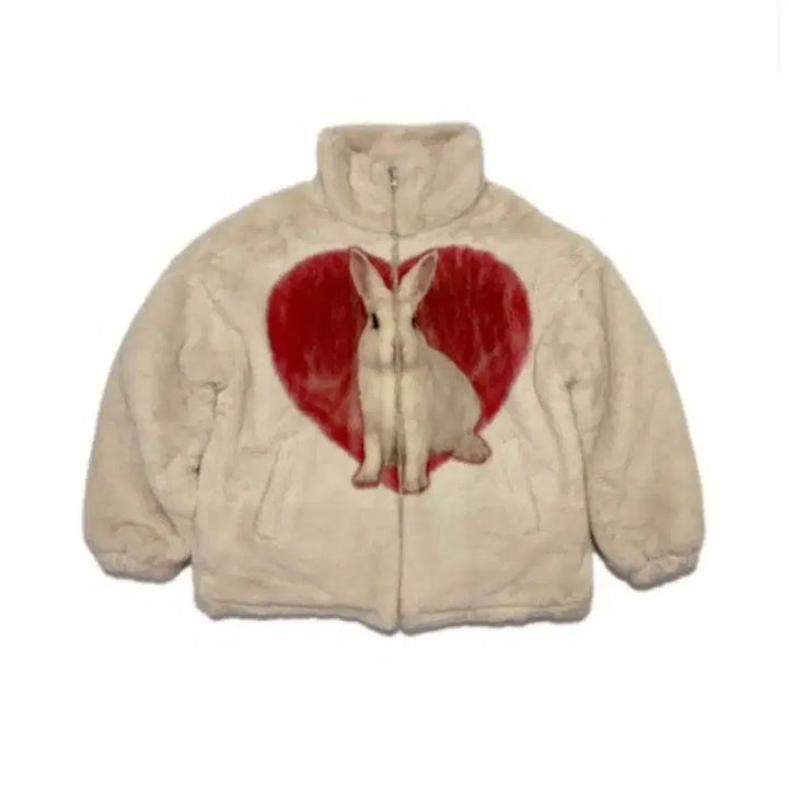 [BUNJANG] Carter Rabbit Heart Fur Jacket Ivory / 카터 토끼 하트 퍼 자켓 아이보