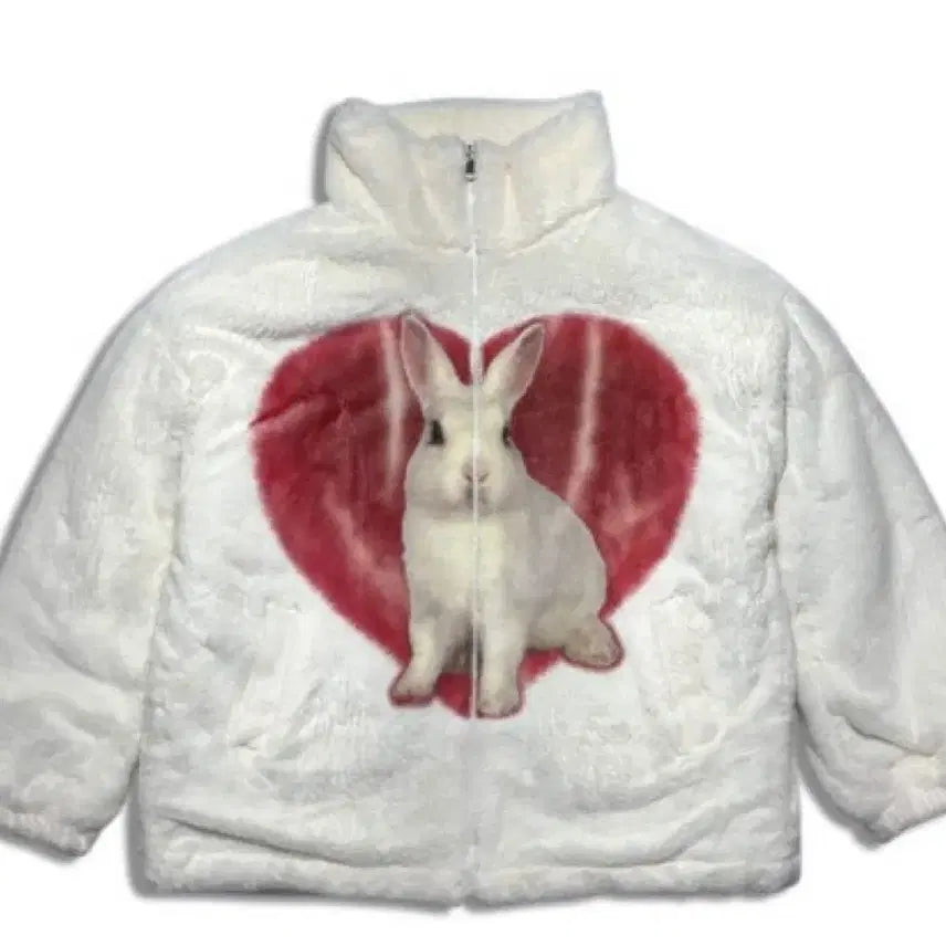[BUNJANG] Carter Rabbit Heart Fur Jacket Ivory / 카터 토끼 하트 퍼 자켓 아이보