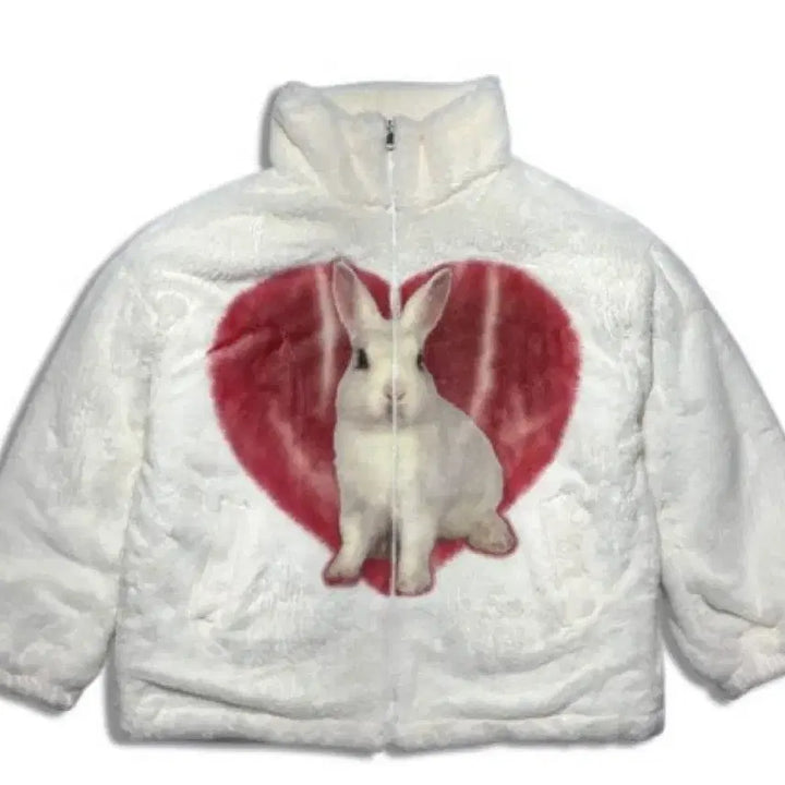 [BUNJANG] Carter Rabbit Heart Fur Jacket Ivory / 카터 토끼 하트 퍼 자켓 아이보