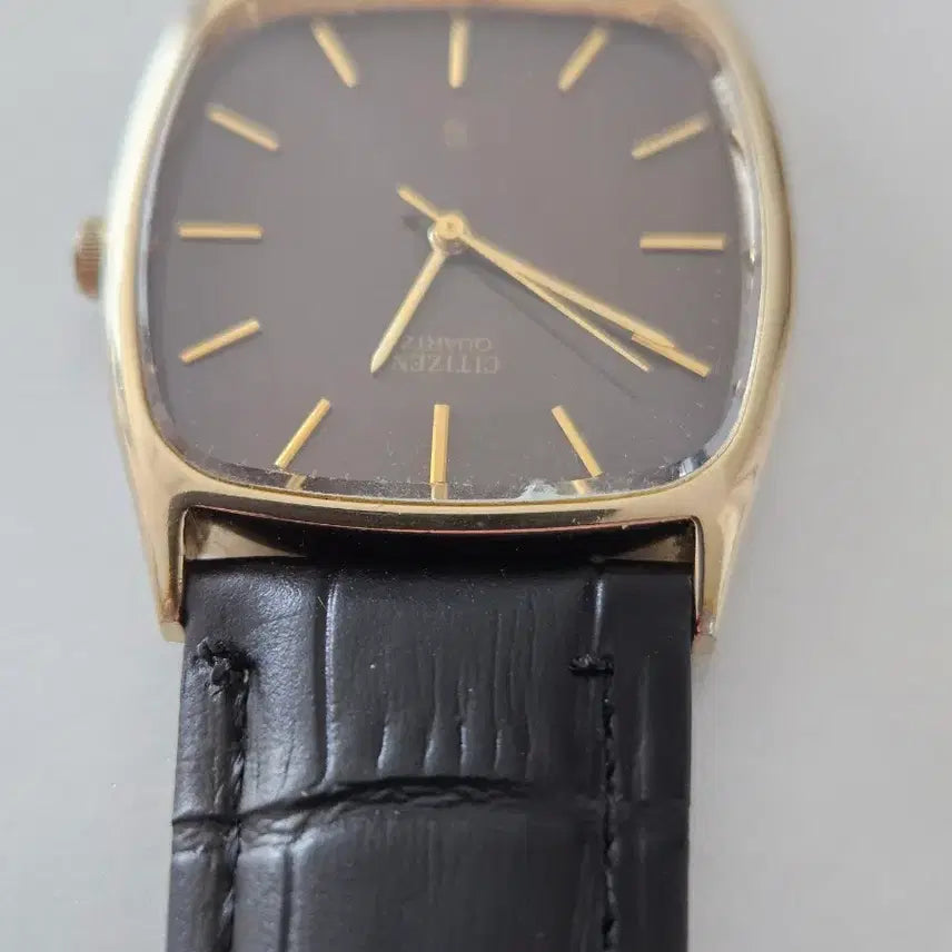 [BUNJANG] Vintage Citizen Quartz Black Leather Watch / 빈티지 시티즌 쿼츠 블랙 가죽 시계
