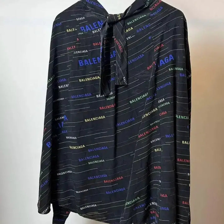 [BUNJANG] Balenciaga Multi Logo Long Sleeve Blouse / 발렌시아가 멀티 로고 롱슬리브 블라우스