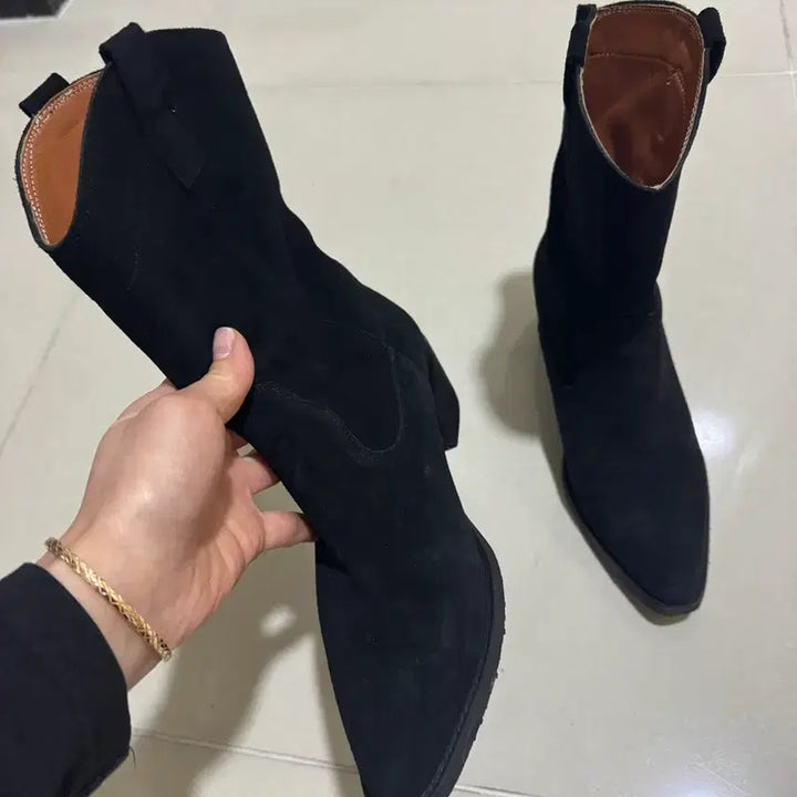 [BUNJANG] Suede Walker Heels 245 Black / 스웨이드 워커힐 245 블랙