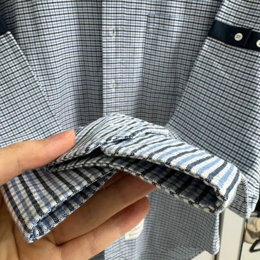 [BUNJANG] Thom Browne Check Shirt / 톰브라운 체크 셔츠 완장 디테일 셔츠 , 백화점상품