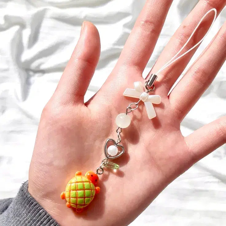[BUNJANG] Melon Bread Turtle Bead Keyring / 메론빵 거북이 비즈키링