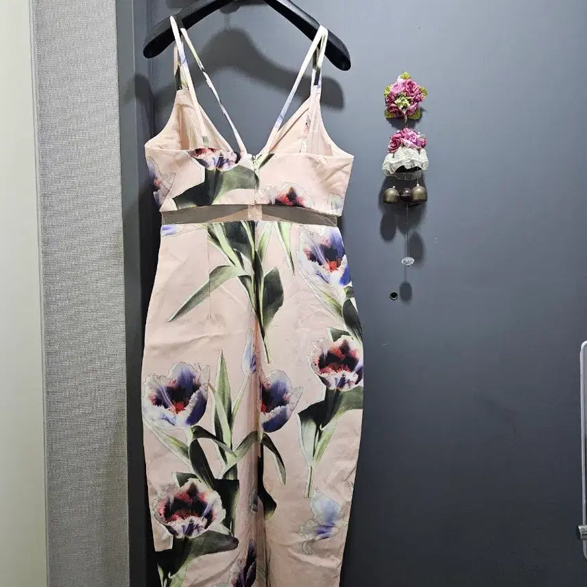 [BUNJANG] Topshop Floral Deep Slit Bustier Party Dress / 영국수입 탑샵 플라워 딥슬릿 뷔스티에 어깨스트랩 파티 원피스