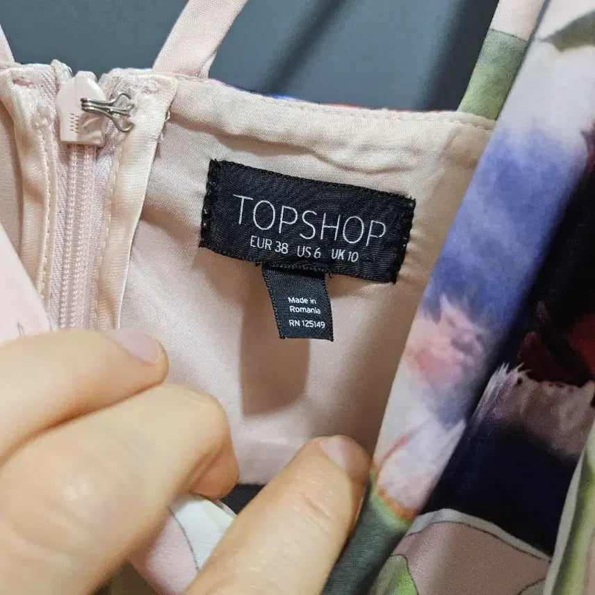 [BUNJANG] Topshop Floral Deep Slit Bustier Party Dress / 영국수입 탑샵 플라워 딥슬릿 뷔스티에 어깨스트랩 파티 원피스