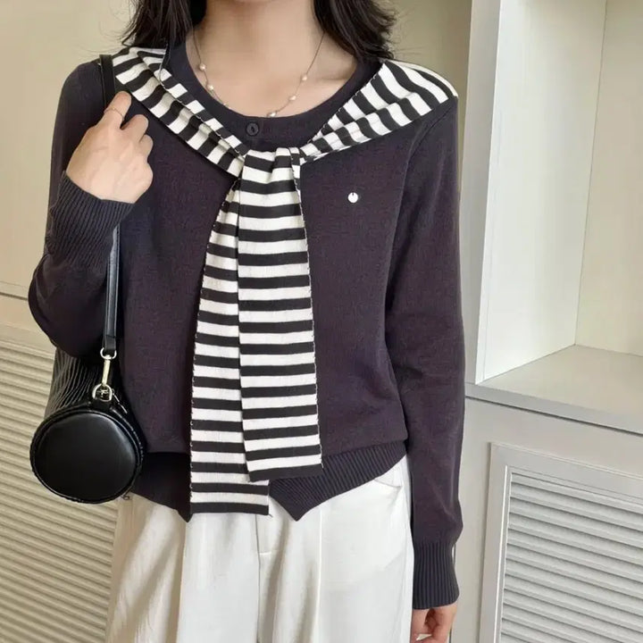 [BUNJANG] Striped Knit Cardigan / 스트라이프 니트 가디건