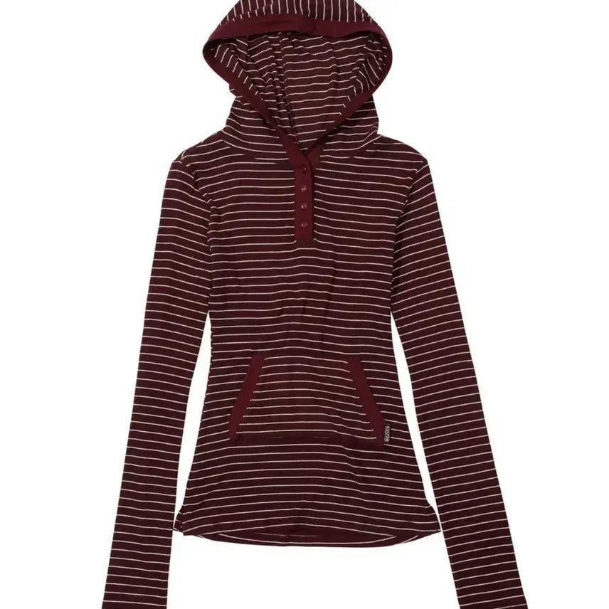 [BUNJANG] Sculptor Stripe Hoodie Tee Burgundy (L) / 스컬프터 Stripe Hoodie Tee Burgundy (L)