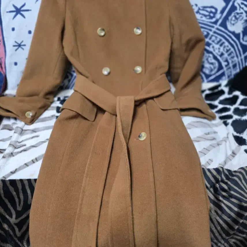 [BUNJANG] Avignon Brown Double Breasted Long Coat / 아비뇽브라운 벨트 더블 롱 코트