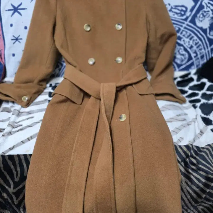 [BUNJANG] Avignon Brown Double Breasted Long Coat / 아비뇽브라운 벨트 더블 롱 코트