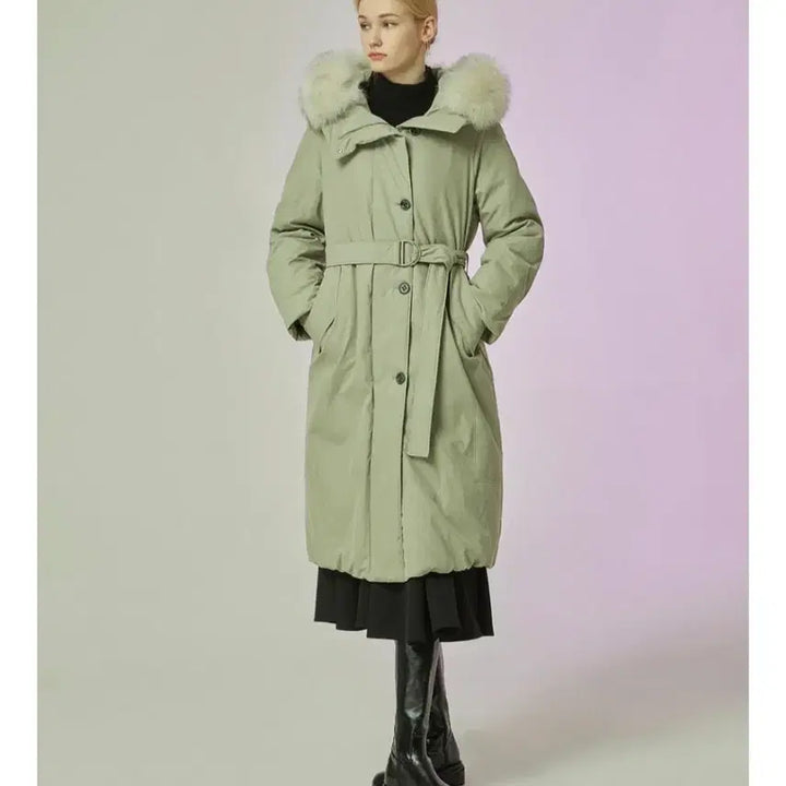 [BUNJANG] CC Collect Fox Fur Hooded Long Goose Down Jacket / 씨씨콜렉트 폭스퍼 후드 롱 구스다운 55 (새상품)