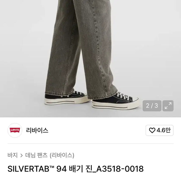 [BUNJANG] Levi's Silver Tab 94 Baggy Denim Pants / [26]리바이스 실버탭 94Baggy 데님팬츠/딥그레이
