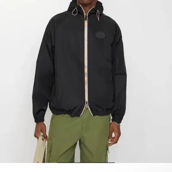[BUNJANG] Burberry Check Tape Nylon Hooded Jacket / 체커 테이프 나일론 후드 재킷 버버리 바람막이