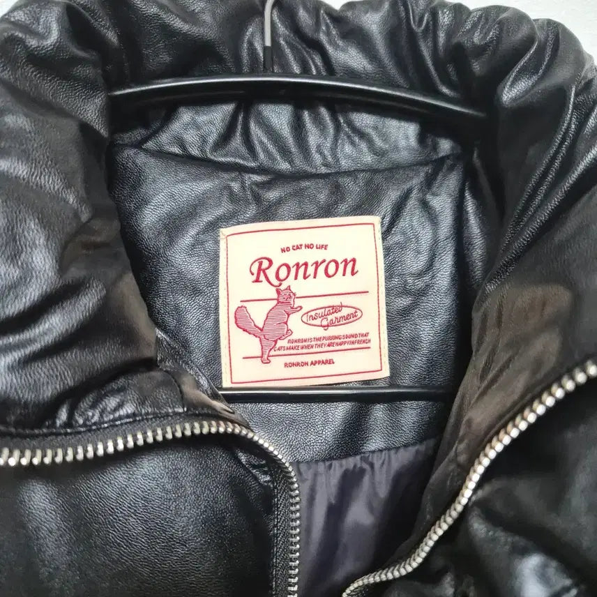 [BUNJANG] Ronron Down Leather Short Padded Jacket Black FREE / 론론 덕다운 레더 숏패딩 블랙 FREE