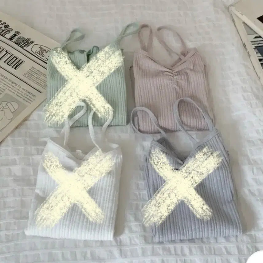 [BUNJANG] Mori Ivory Mute Pink Shirring Sleeveless Top / 새상품 ) 아이보리 뮤트핑크 셔링 슬리브리스 / 나시 이너탑 모리 화이트