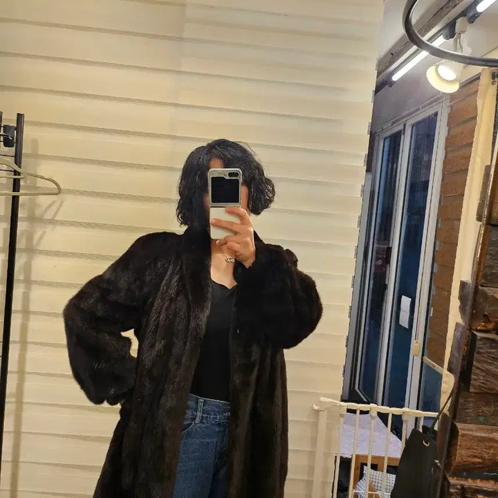 [BUNJANG] Jindo Mink American Long Coat / 진도 밍크 아메리칸 롱