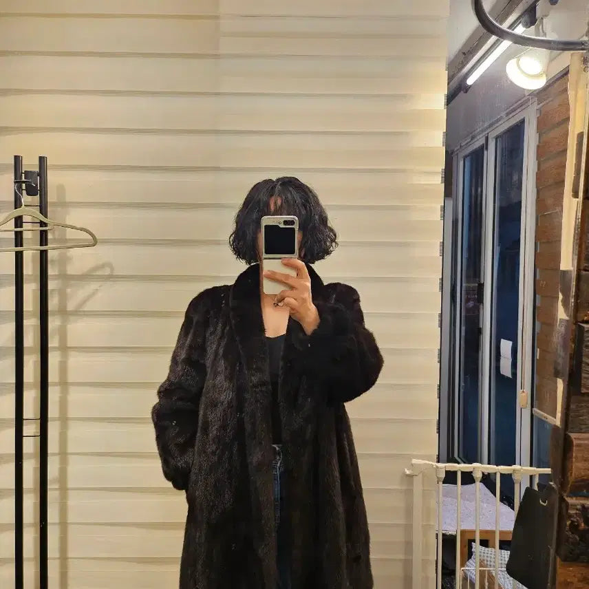 [BUNJANG] Jindo Mink American Long Coat / 진도 밍크 아메리칸 롱