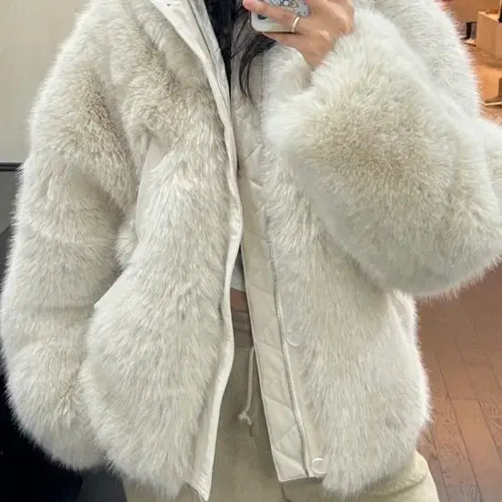 [BUNJANG] Aim Hobe Make Fur Hooded Jacket / 에임홉메이크 퍼자켓 퍼후드자켓 fur자켓 후드자켓