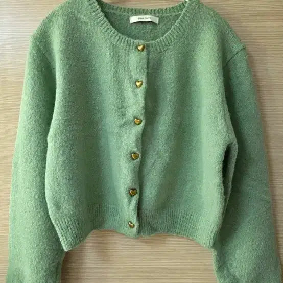 [BUNJANG] Heart Button Mint Round Cardigan / 하트버튼 가디건 민트 라운드가디건