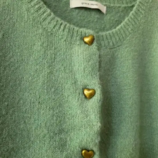 [BUNJANG] Heart Button Mint Round Cardigan / 하트버튼 가디건 민트 라운드가디건