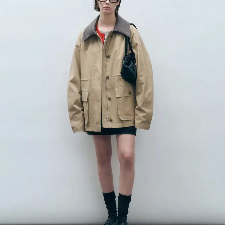 [BUNJANG] Mongdol Cotton Work Half Jacket - Beige / (새상품) 몽돌 mongdol 코튼 워크 하프 자켓 베이지