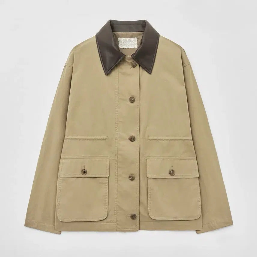 [BUNJANG] Mongdol Cotton Work Half Jacket - Beige / (새상품) 몽돌 mongdol 코튼 워크 하프 자켓 베이지