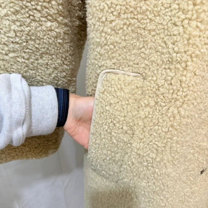 [BUNJANG] LINE Reversible Sherpa Long Coat / LINE 라인 리버시블 깔깔이 뽀글이 시어링롱코트 양면코트 4157
