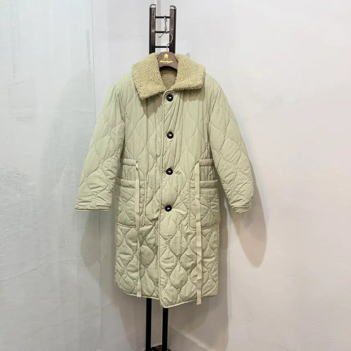 [BUNJANG] LINE Reversible Sherpa Long Coat / LINE 라인 리버시블 깔깔이 뽀글이 시어링롱코트 양면코트 4157