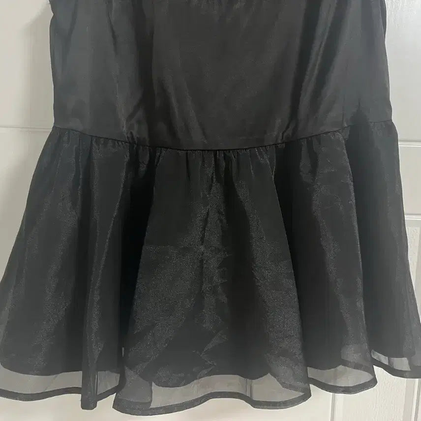 [BUNJANG] Vintage Black Frill Basic Inner Tank Top / (일본 수입 빈티지)이너 나시 블랙 프릴 라운드 기본