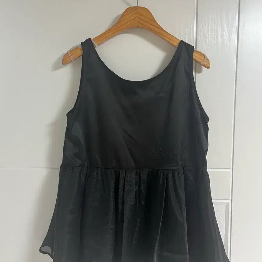 [BUNJANG] Vintage Black Frill Basic Inner Tank Top / (일본 수입 빈티지)이너 나시 블랙 프릴 라운드 기본