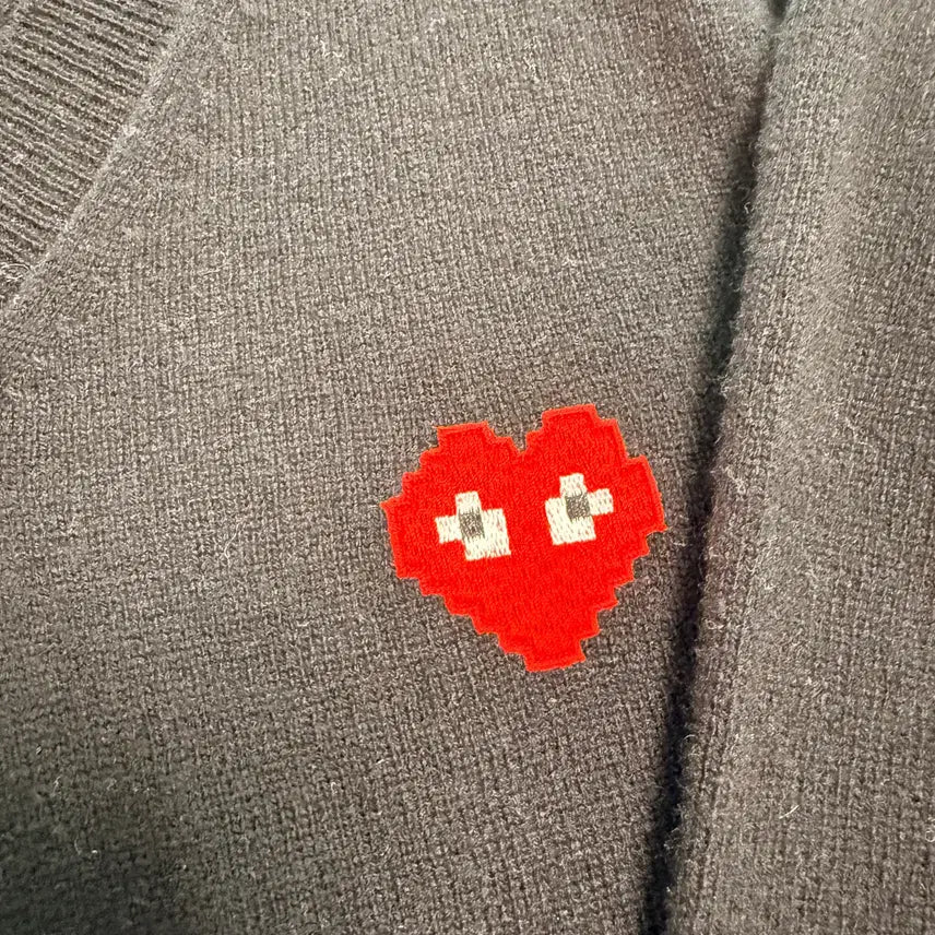 [BUNJANG] Comme des Garcons Invader V-Neck Knit Black / 꼼데가르송 하트 와펜 인베이더 브이넥 니트 블랙 새상품