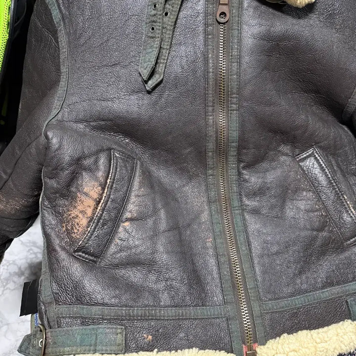 [BUNJANG] 1990-2000s Sheepskin B-3 Mouton Jacket / 90-00s 100% 쉽스킨 양가죽 , 양털 B-3 무스탕 자켓