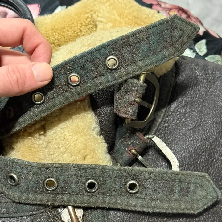 [BUNJANG] 1990-2000s Sheepskin B-3 Mouton Jacket / 90-00s 100% 쉽스킨 양가죽 , 양털 B-3 무스탕 자켓