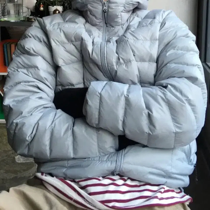 [BUNJANG] Light Blue Duck Down Lightweight Padded Jacket / 경량 패딩 덕다운 라이트블루 XL,2XL,3X사이즈 판매합니다.새상품