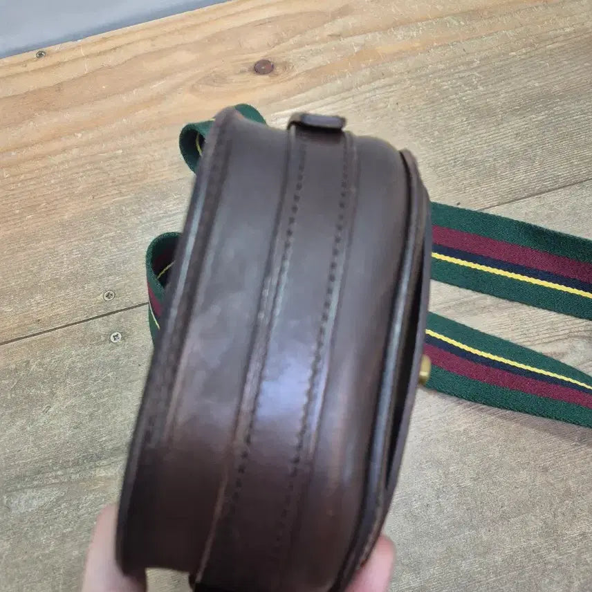 [BUNJANG] Polo Ralph Lauren Brown Leather Crossbody Bag / 폴로 브라운 가죽 크로스백 스트라이프 스트랩