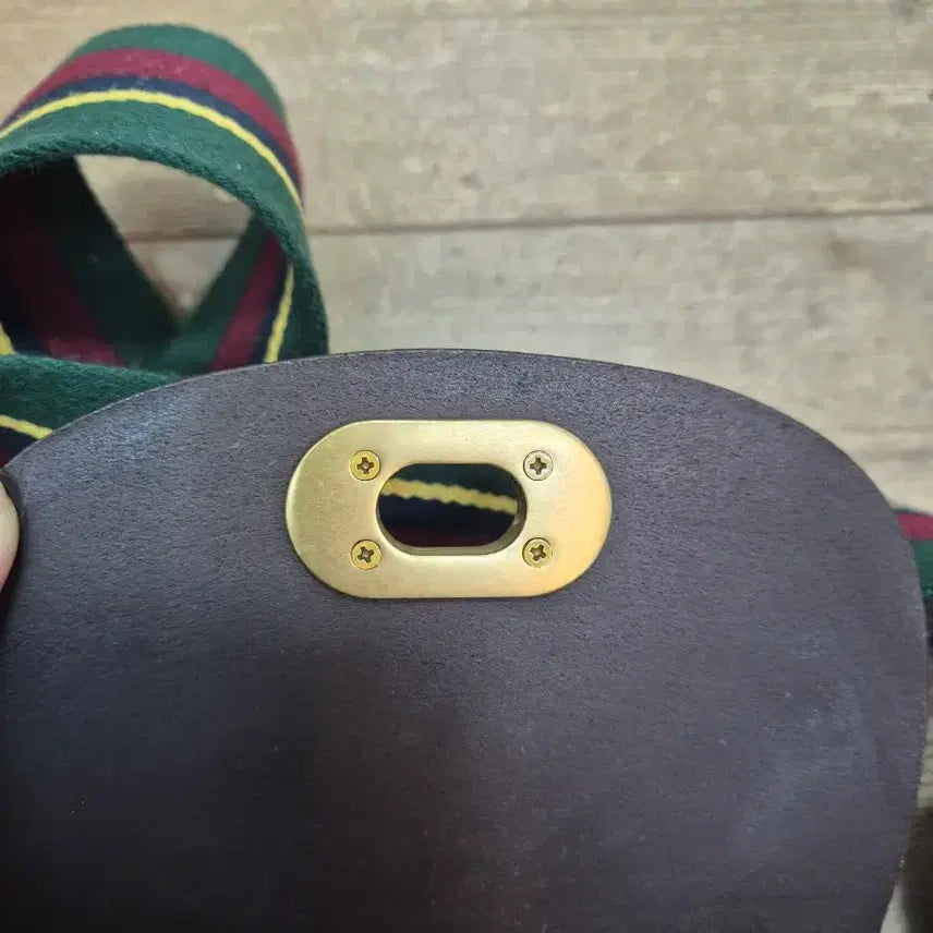 [BUNJANG] Polo Ralph Lauren Brown Leather Crossbody Bag / 폴로 브라운 가죽 크로스백 스트라이프 스트랩
