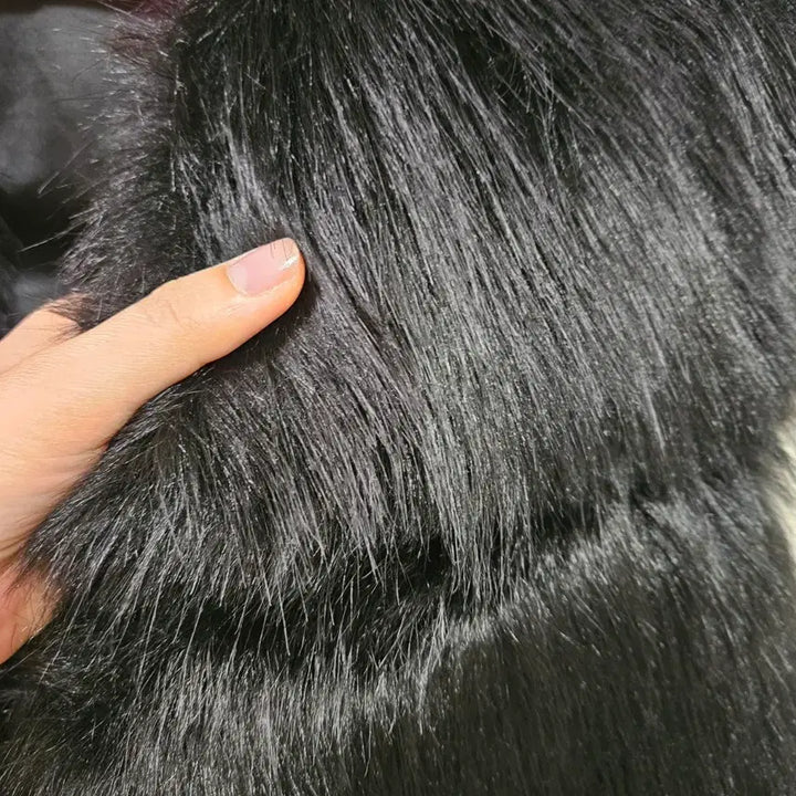 [BUNJANG] Basic Black Eco Fur Vest / 기본 블랙 에코 퍼 베스트 (Free)